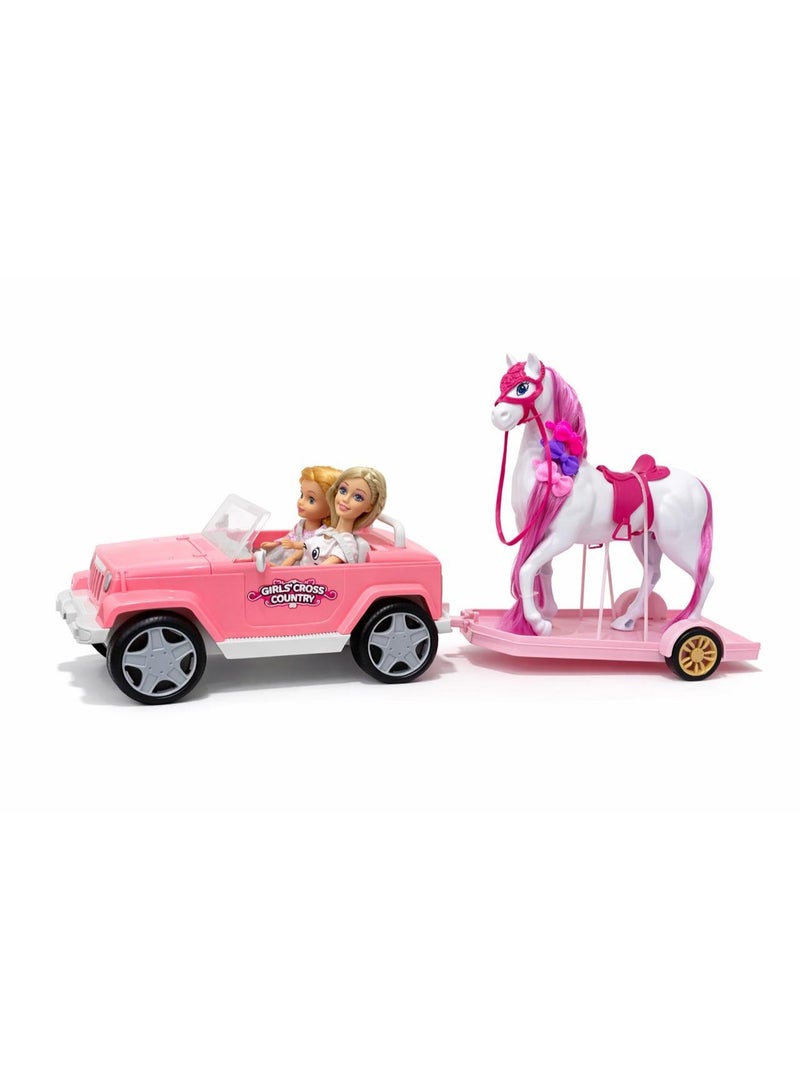 Mattel Games Barbie  Doll Adventure Playset – SUV Jeep with Horse Trailer, Fashion Doll, Little Sister, and Grooming Accessories – Toy for Girls 3+ - Image 1